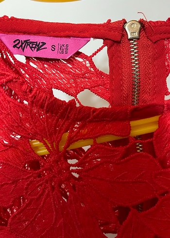 Kırmızı Nakışlı Dantel Bohem Uzun Kollu Bluz - Görsel 4