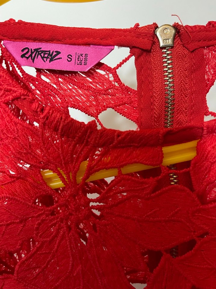 Kırmızı Nakışlı Dantel Bohem Uzun Kollu Bluz - Görsel 4