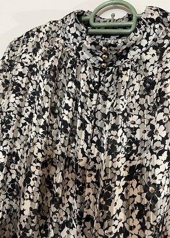 H&M Uzun Kollu Gri Desenli Kadın Bluz - Görsel 5