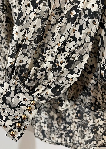 H&M Uzun Kollu Gri Desenli Kadın Bluz - Görsel 3