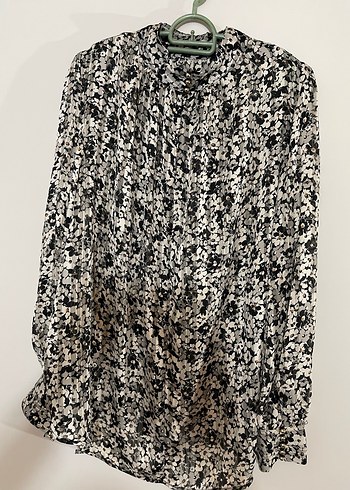 H&M Uzun Kollu Gri Desenli Kadın Bluz - Görsel 4