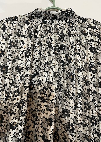 H&M Uzun Kollu Gri Desenli Kadın Bluz - Görsel 2