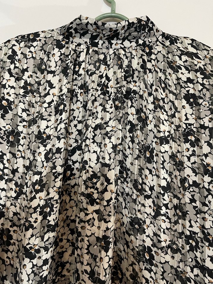 H&M Uzun Kollu Gri Desenli Kadın Bluz - Görsel 2