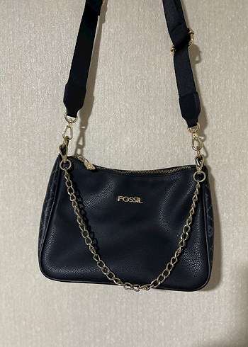 Zincir Detaylı Siyah Deri Fossil Kadın Çanta - Görsel 2