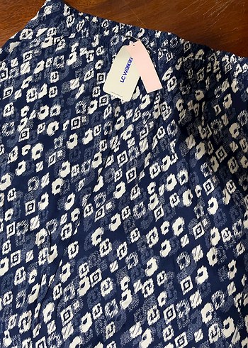 Düğmeli Uzun Mavi Bohem Kadın Etek - Görsel 2