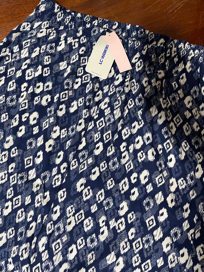 Düğmeli Uzun Mavi Bohem Kadın Etek - Görsel 2