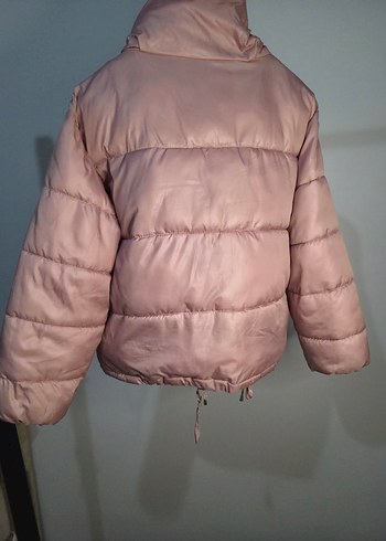 Stradivarius Düğmeli Kısa Toz pembe Kadın Mont - Görsel 4