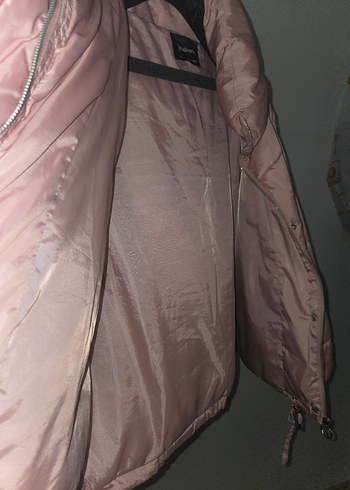 Stradivarius Düğmeli Kısa Toz pembe Kadın Mont - Görsel 3