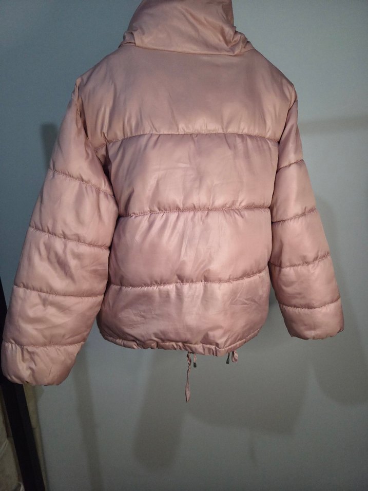 Stradivarius Düğmeli Kısa Toz pembe Kadın Mont - Görsel 4