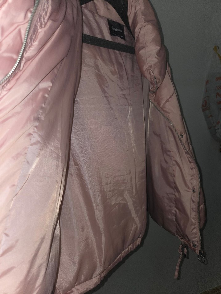 Stradivarius Düğmeli Kısa Toz pembe Kadın Mont - Görsel 3