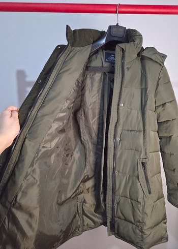 Mavi Marka Haki Yeşili Uzun Mont - Görsel 2