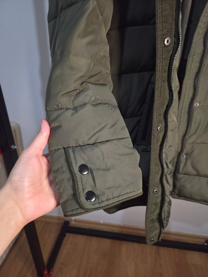 Mavi Marka Haki Yeşili Uzun Mont - Görsel 5