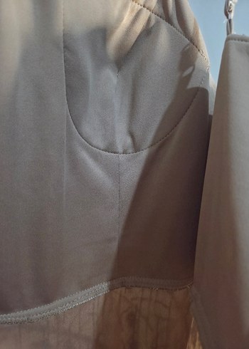 Bej Nakışlı Uzun Abiye Elbise - Görsel 17