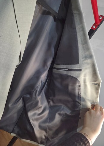 Kiğılı Küf Yeşili 7 Drop Slim Fit Kesim Yelekli Kombinli Takım - Görsel 4