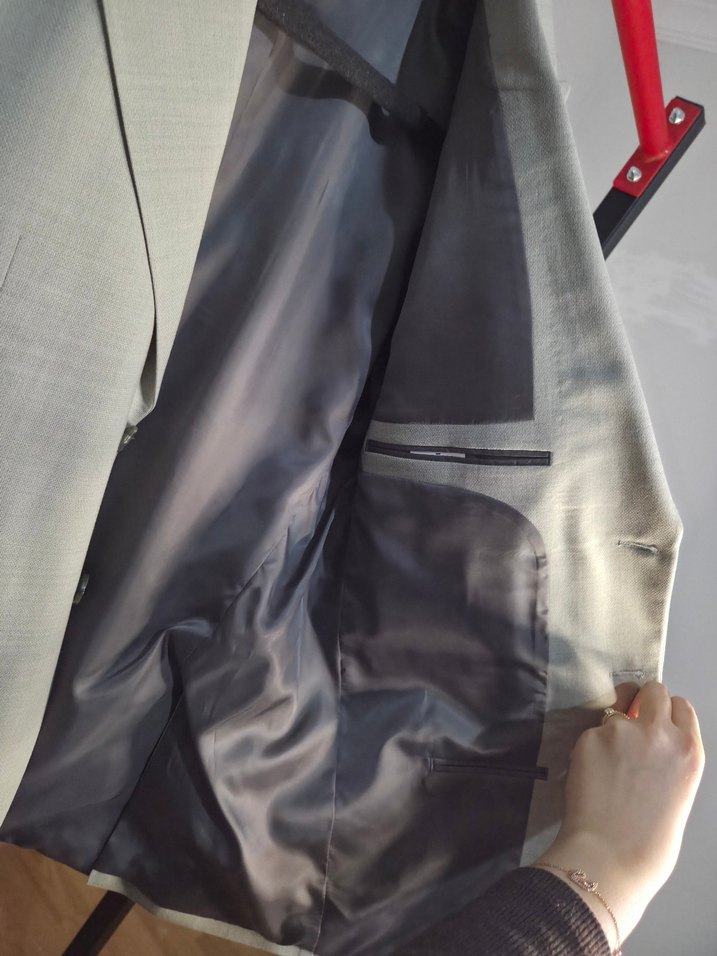 Kiğılı Küf Yeşili 7 Drop Slim Fit Kesim Yelekli Kombinli Takım - Görsel 4