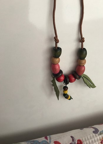 Uzun Renkli Boncuklu Bohem Kolye - Görsel 3