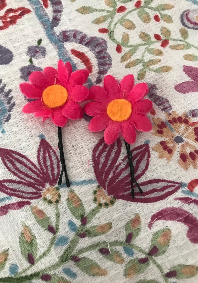 Pembe Fırfırlı Retro Saç Tokası ve Toka Seti - Görsel 3