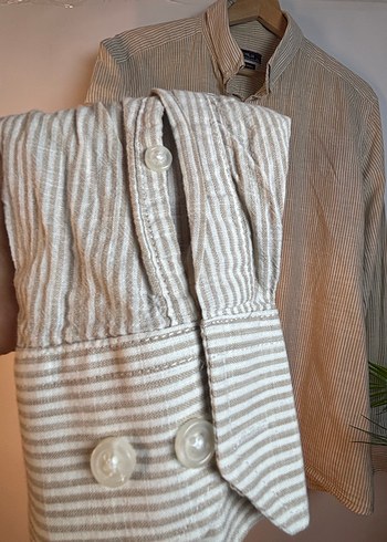 SOUTHBLUE Bej Çizgili Casual Erkek Gömlek - Görsel 5