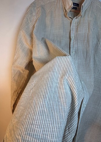 SOUTHBLUE Bej Çizgili Casual Erkek Gömlek - Görsel 3