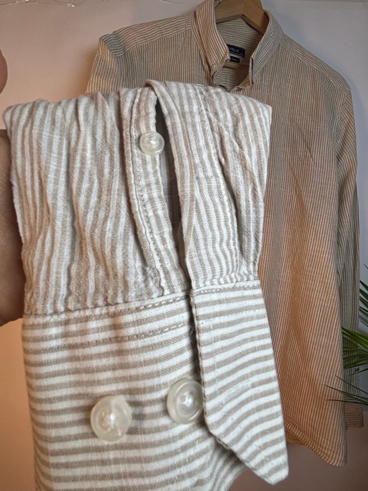 SOUTHBLUE Bej Çizgili Casual Erkek Gömlek - Görsel 5