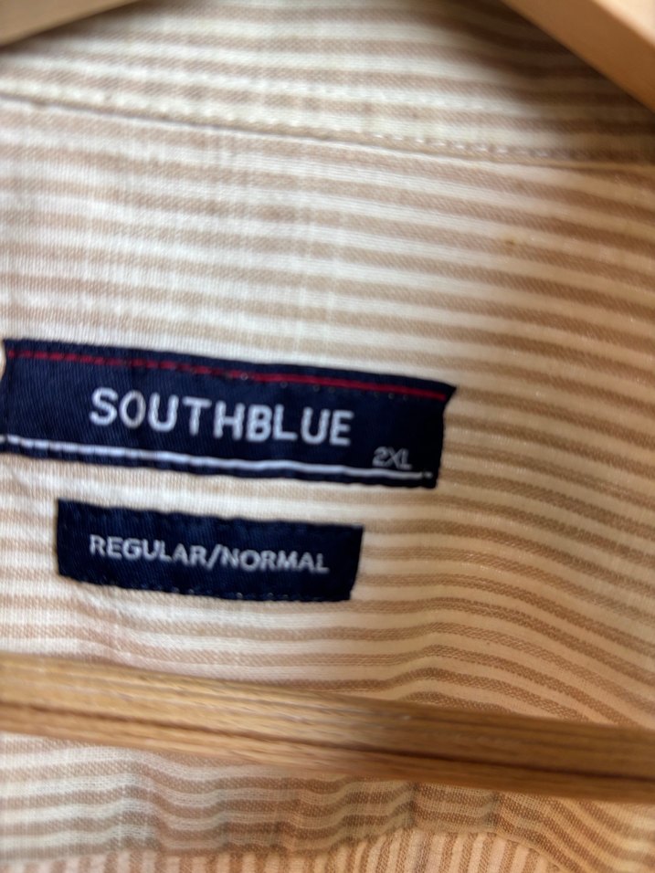 SOUTHBLUE Bej Çizgili Casual Erkek Gömlek - Görsel 2