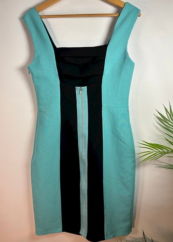 Turkuaz Siyah Kalem Elbise - Görsel 4