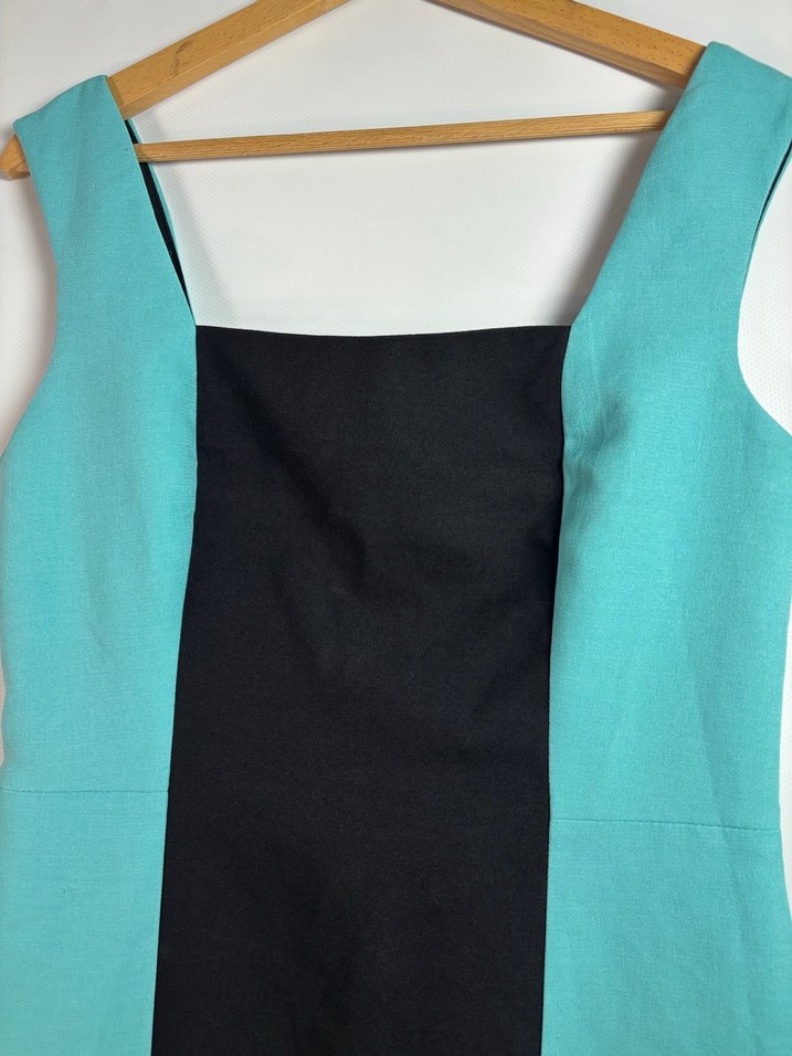 Turkuaz Siyah Kalem Elbise - Görsel 2