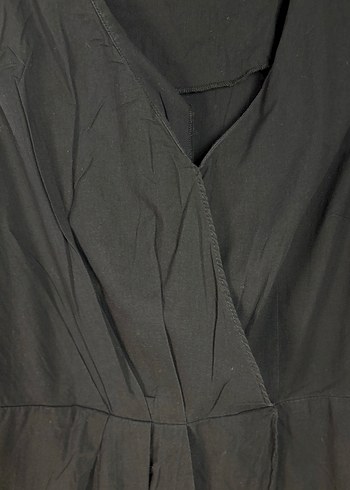 Siyah V Yakalı Kolsuz Midi Elbise - Görsel 4