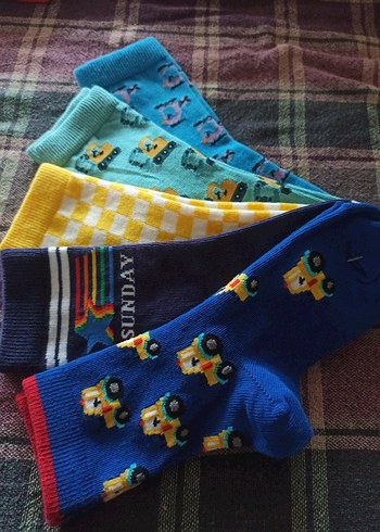 Çocuklar için Renkli Desenli Çorap Seti - Görsel 2