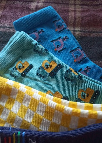 Çocuklar için Renkli Desenli Çorap Seti - Görsel 4