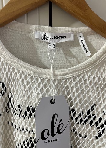 Beyaz Uzun Kollu Örgü Crop Top - Görsel 3