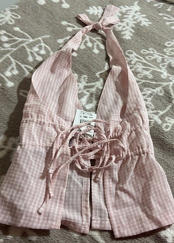 Pembe Kareli V Yaka Bluz - Görsel 2