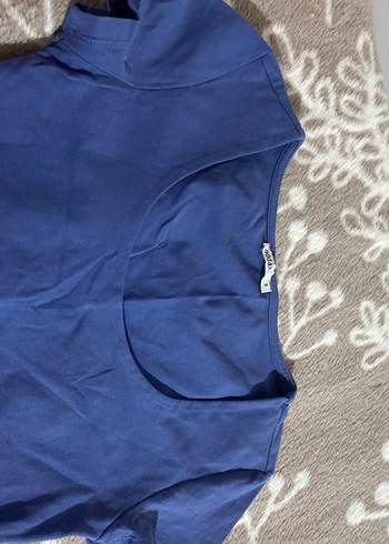 Kadın Mavi Kısa Kollu Basic Tişört - Görsel 2