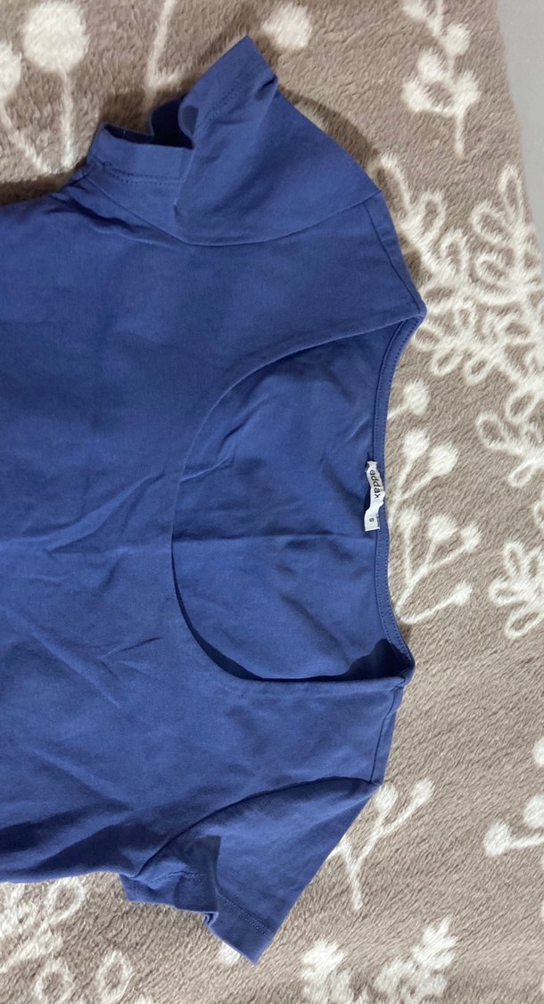 Kadın Mavi Kısa Kollu Basic Tişört - Görsel 2