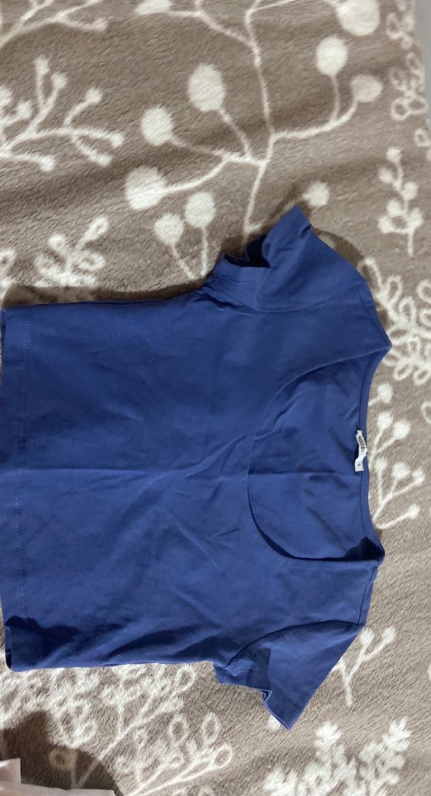 Kadın Mavi Kısa Kollu Basic Tişört - Görsel 3