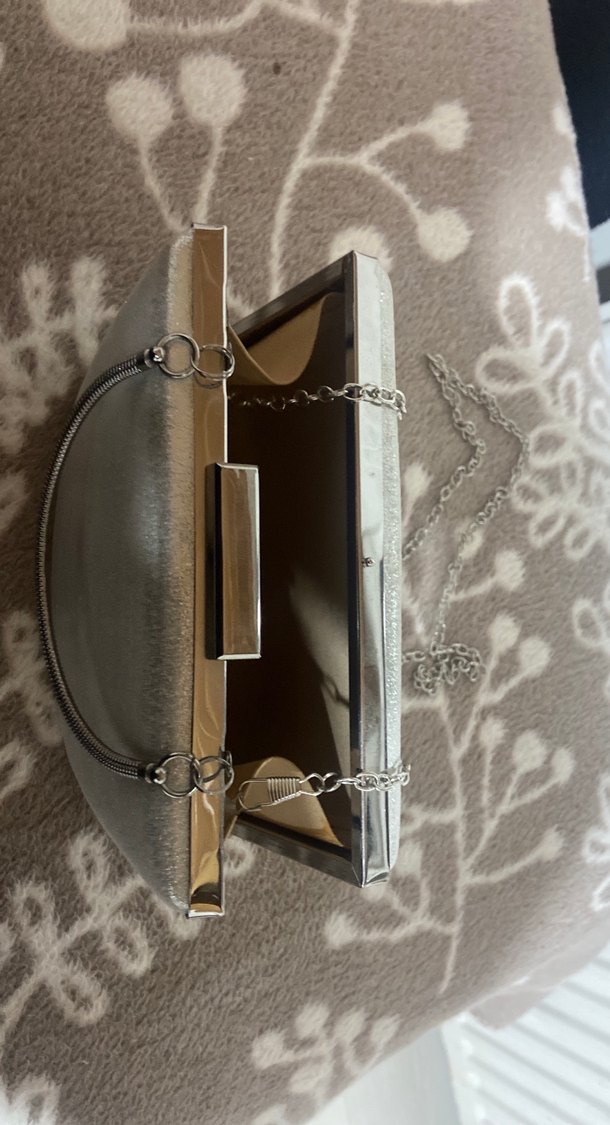 Gri Metal Tokalı Kadın Abiye Çanta - Görsel 2