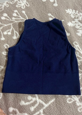 V Yaka Kolsuz Lacivert Kadın Atlet - Görsel 3