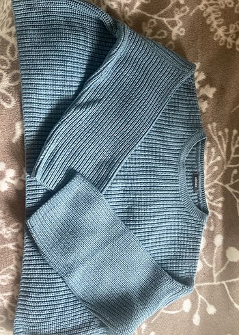 Mavi Örgü Kadın Kazak - Görsel 4