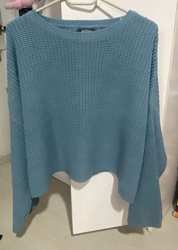 Mavi Örgü Kadın Kazak - Görsel 3