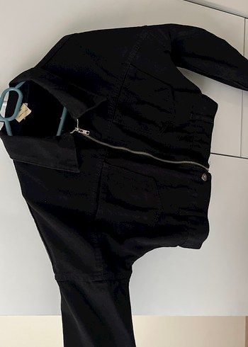 Fermuarlı Siyah Kadın Denim Ceket - Görsel 2