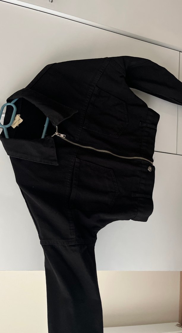 Fermuarlı Siyah Kadın Denim Ceket - Görsel 2