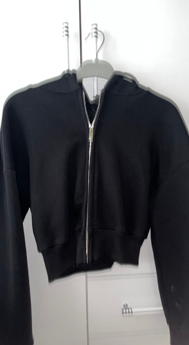 Siyah Fermuarlı Kadın Ceket, Yüksek Yakalı - Görsel 3