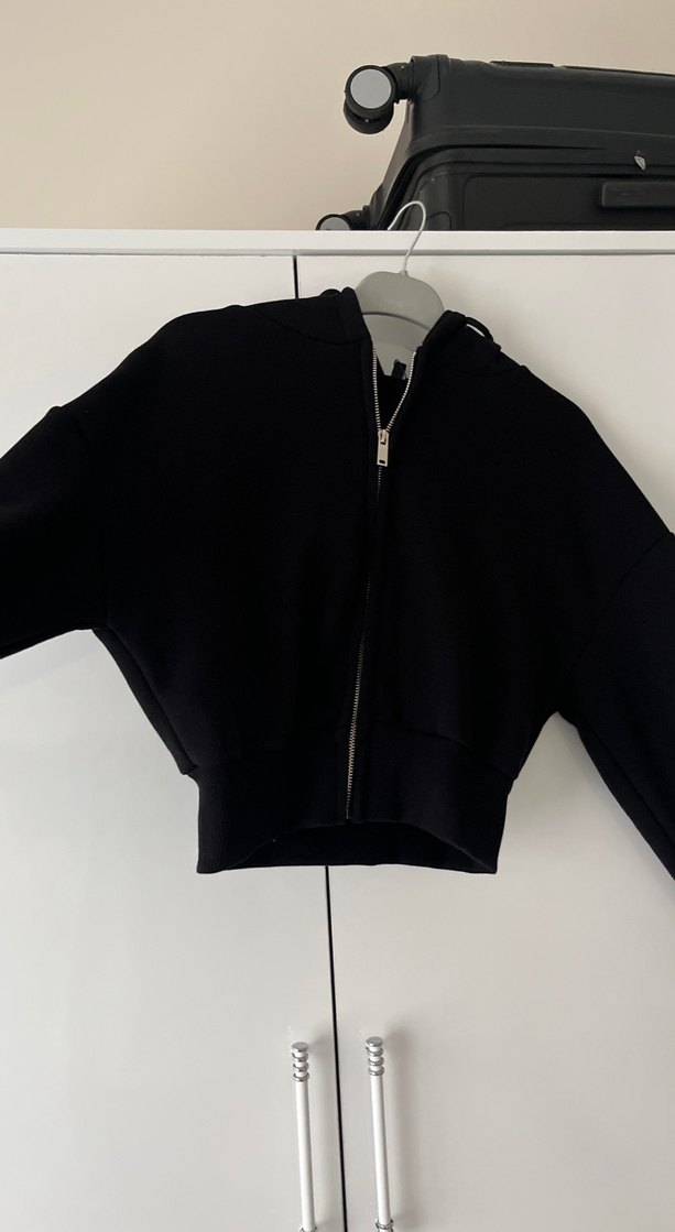 Siyah Fermuarlı Kadın Ceket, Yüksek Yakalı - Görsel 2