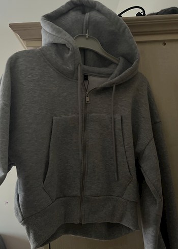 Kadın Gri Fermuarlı Sweatshirt - Görsel 2