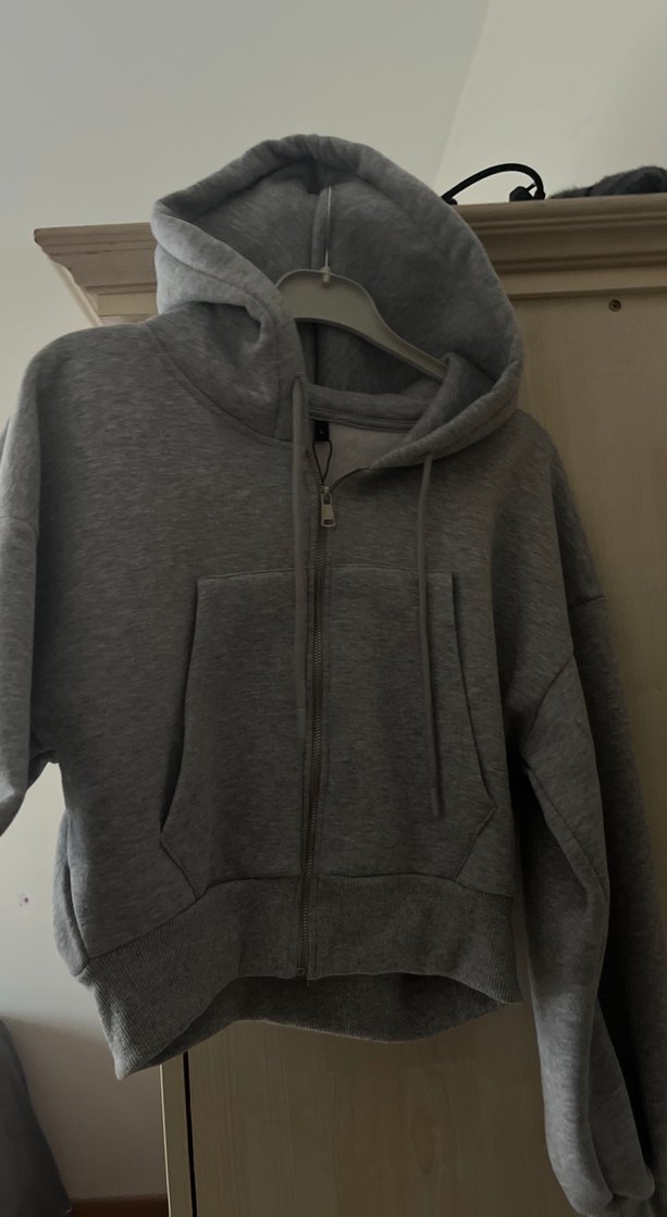 Kadın Gri Fermuarlı Sweatshirt - Görsel 2