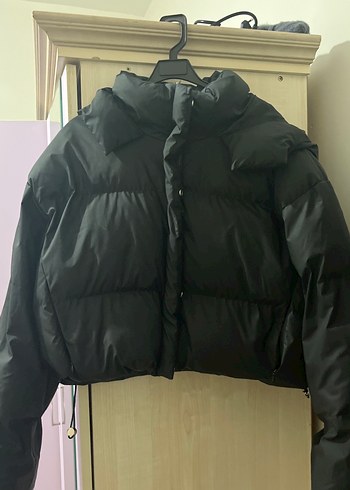 Siyah Düğmeli Kadın Kışlık Mont - Görsel 3