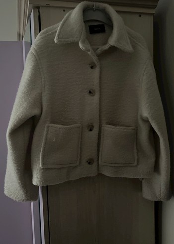 Düğmeli Beyaz Midi Kadın kaban - Görsel 3