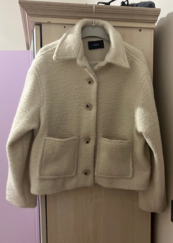 Düğmeli Beyaz Midi Kadın kaban - Görsel 4