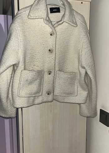 Düğmeli Beyaz Midi Kadın kaban - Görsel 2