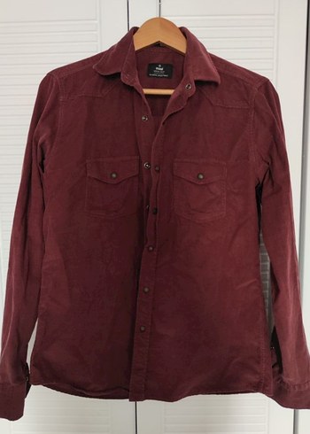 Mavi Jeans Bordo Süet Erkek Gömlek, çıtçıtlı, Uzun Kollu - Görsel 2